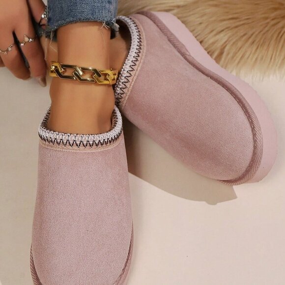 Baby Pink Women's Ultra-Soft Plush Cozy Anti-Slip Slip-On Slippers - Picture 4 of 6